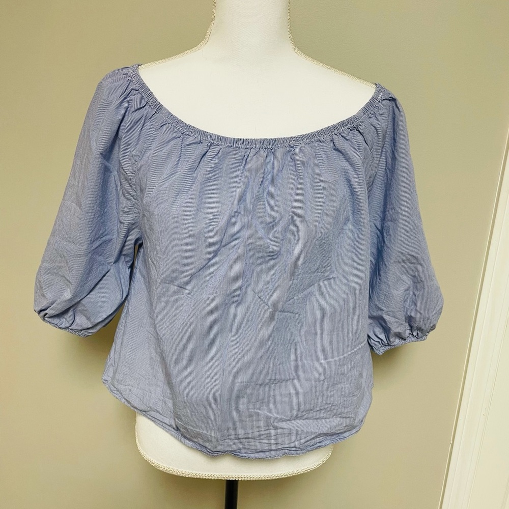 Maeve Anthropologie Poplin Off the Shoulder Top